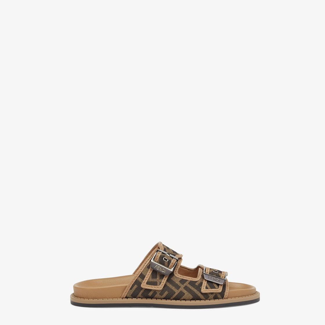 サンダル・ミュール FENDI Fendi Feel flat sandals in FF satin Fendi Feel FF Satin Slide Sandals | Neiman Marcus
