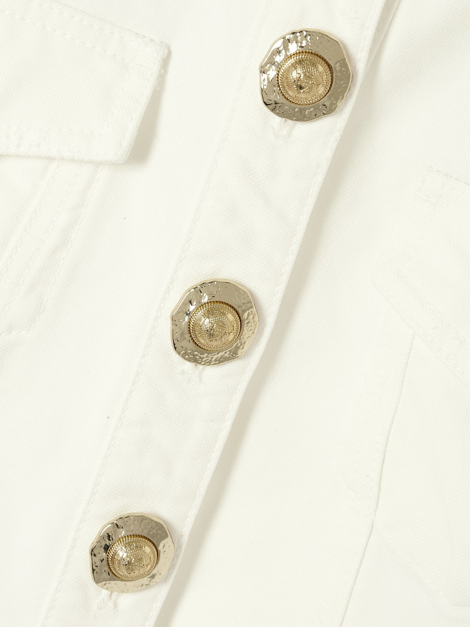Cropped button-embellished cotton-canvas jacket White - 5