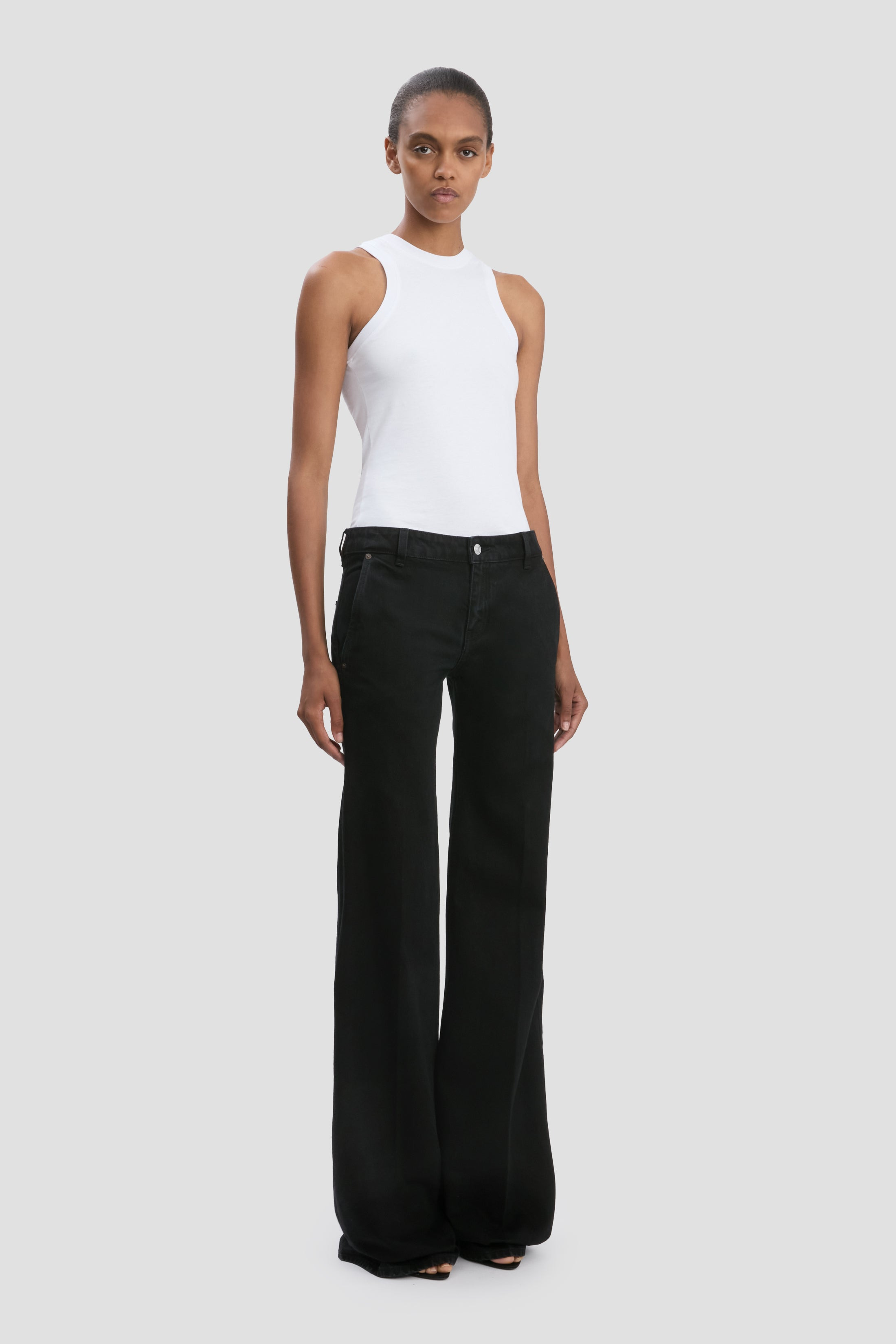 Gigi Low Waist Straight Leg Jean In Washed Black - 3
