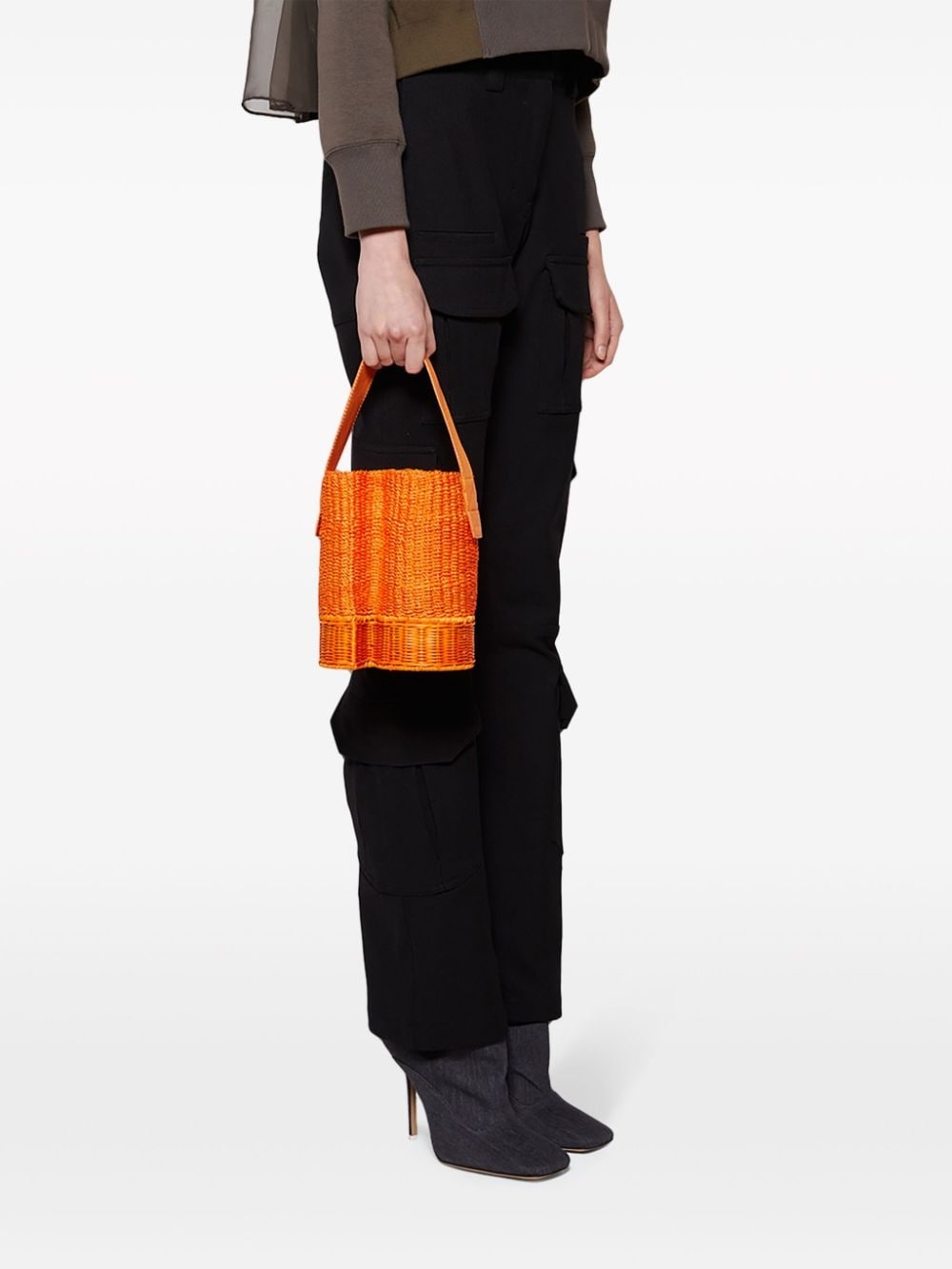 small woven basket bag - 3