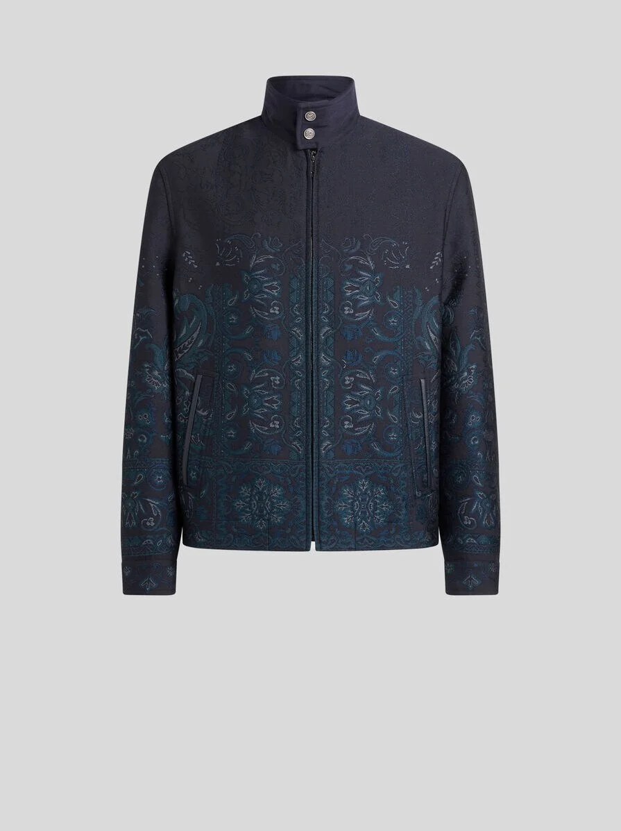WOOL-BLEND JACQUARD JACKET WITH STAND-UP COLLAR - 1