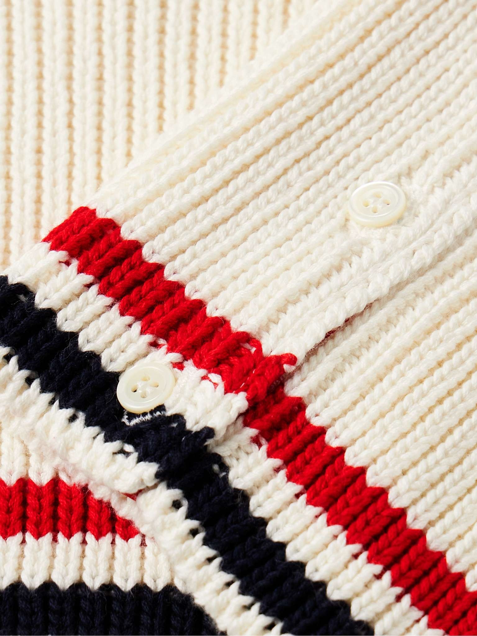 Slim-Fit Cropped Striped Cable-Knit Cotton Sweater - 4
