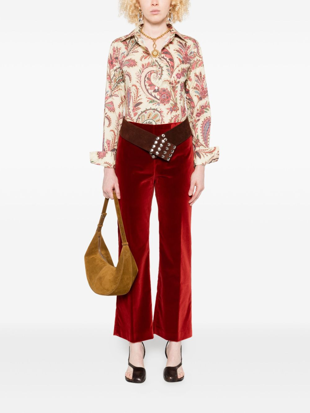 velvet-textured trousers - 2