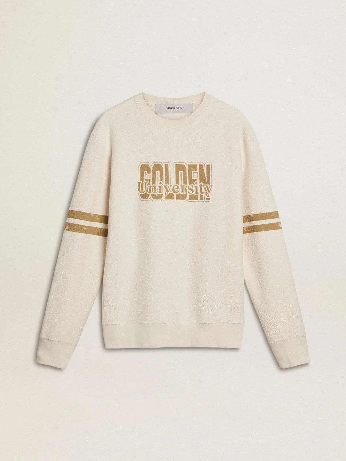 Men's white cotton sweatshirt with front print - 1