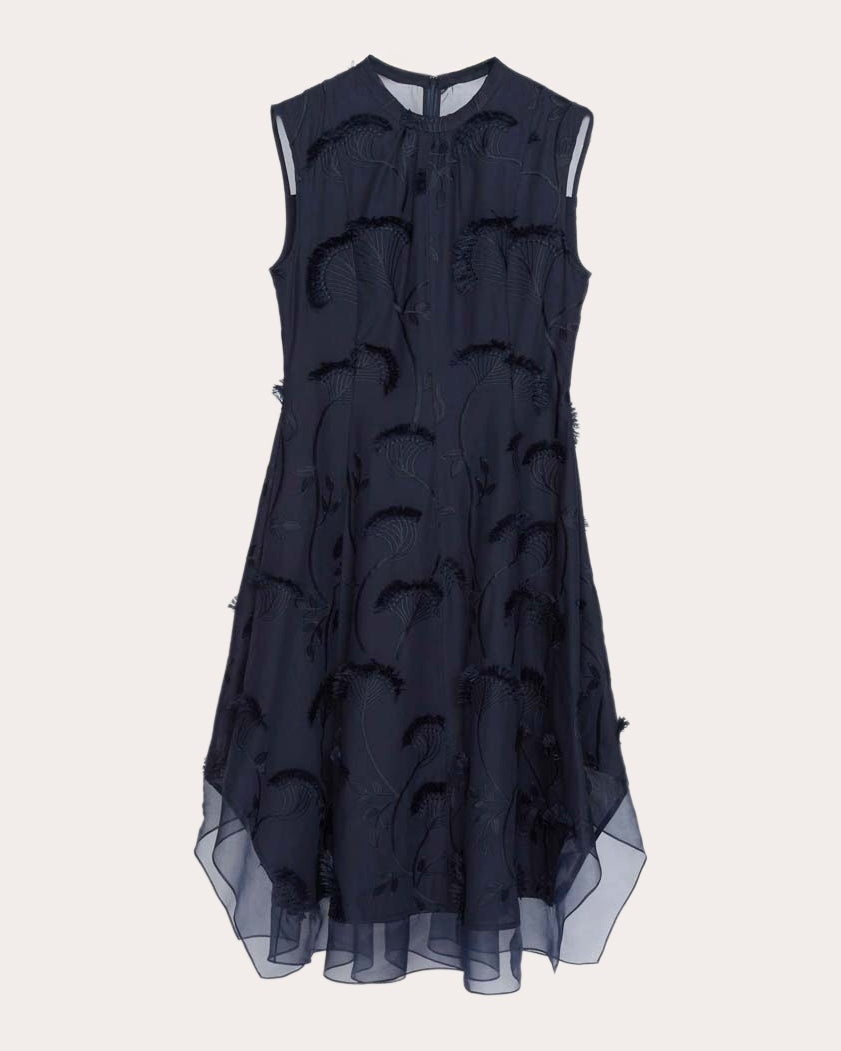 Floral Fil-Coupé Cotton Organza Midi Dress - 6