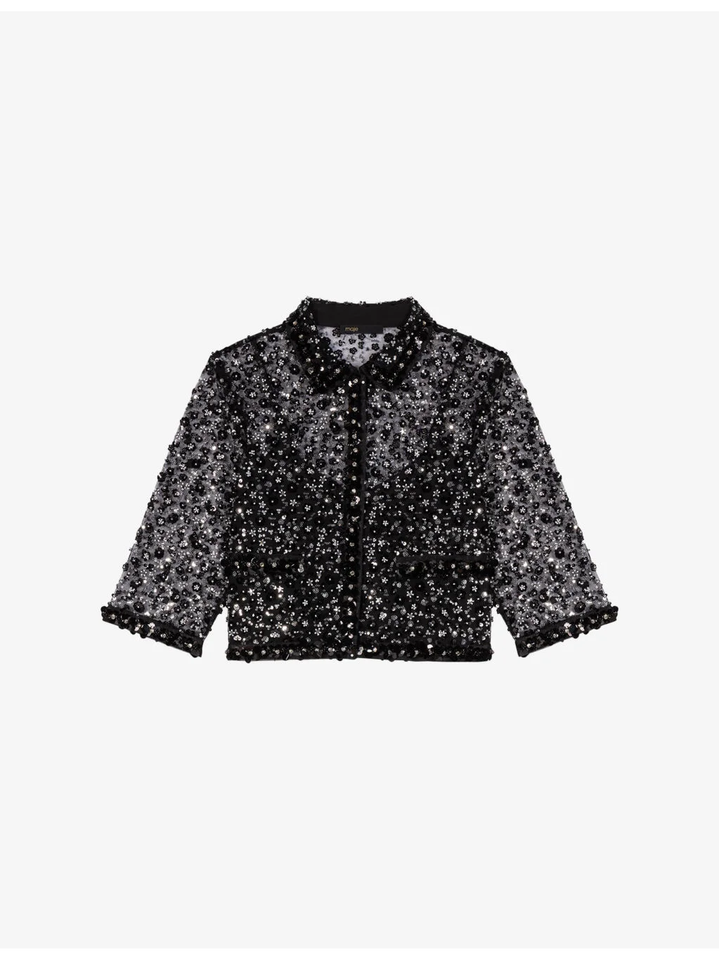 Relaxed-Fit Sequin-Embellished Tulle Shirt - 1