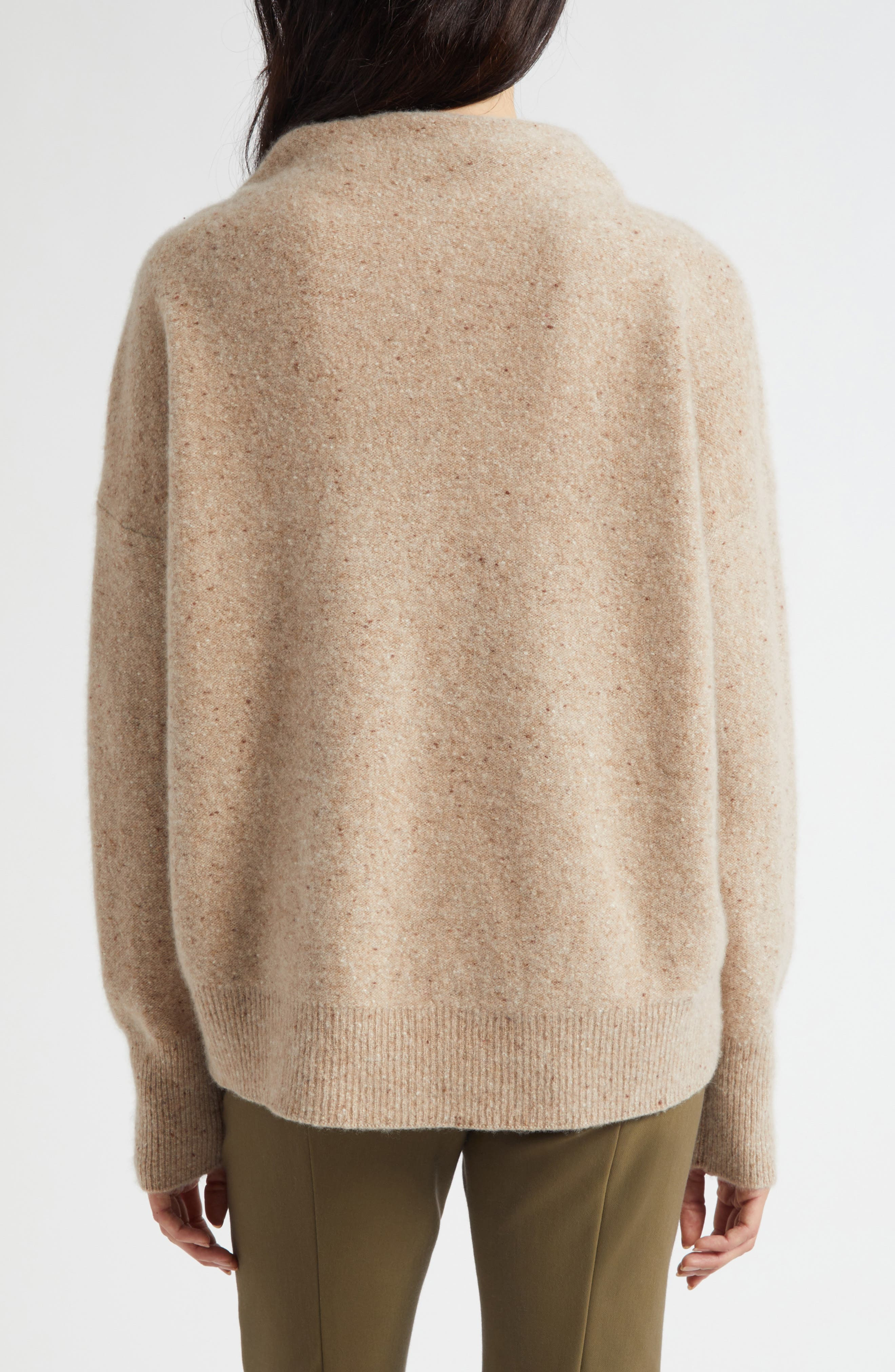 Vince Donegal Funnel Neck Cashmere Sweater in Heather Oat Donegal at Nordstrom - 3