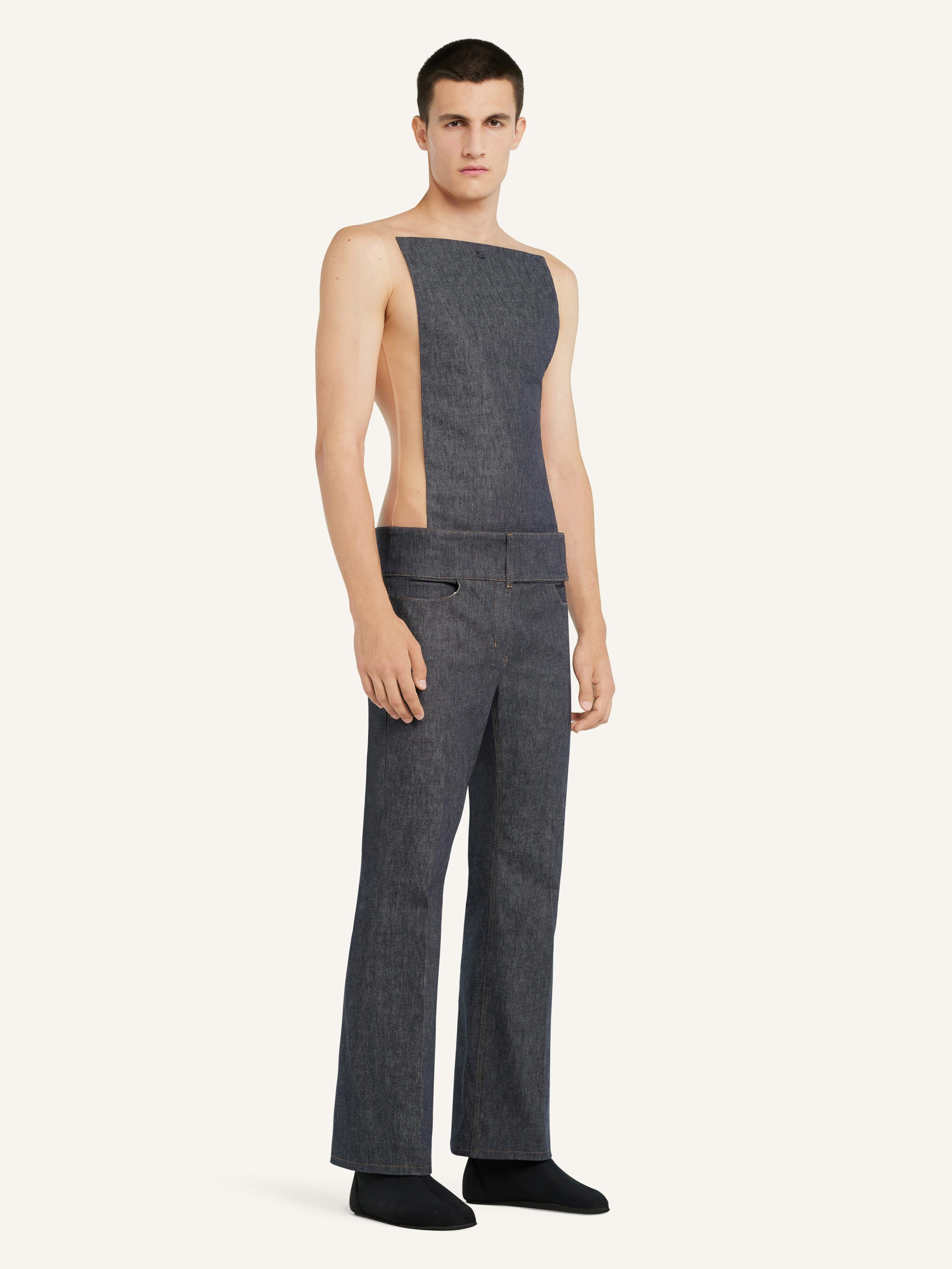 BELTED DENIM BOOTCUT PANTS - 3