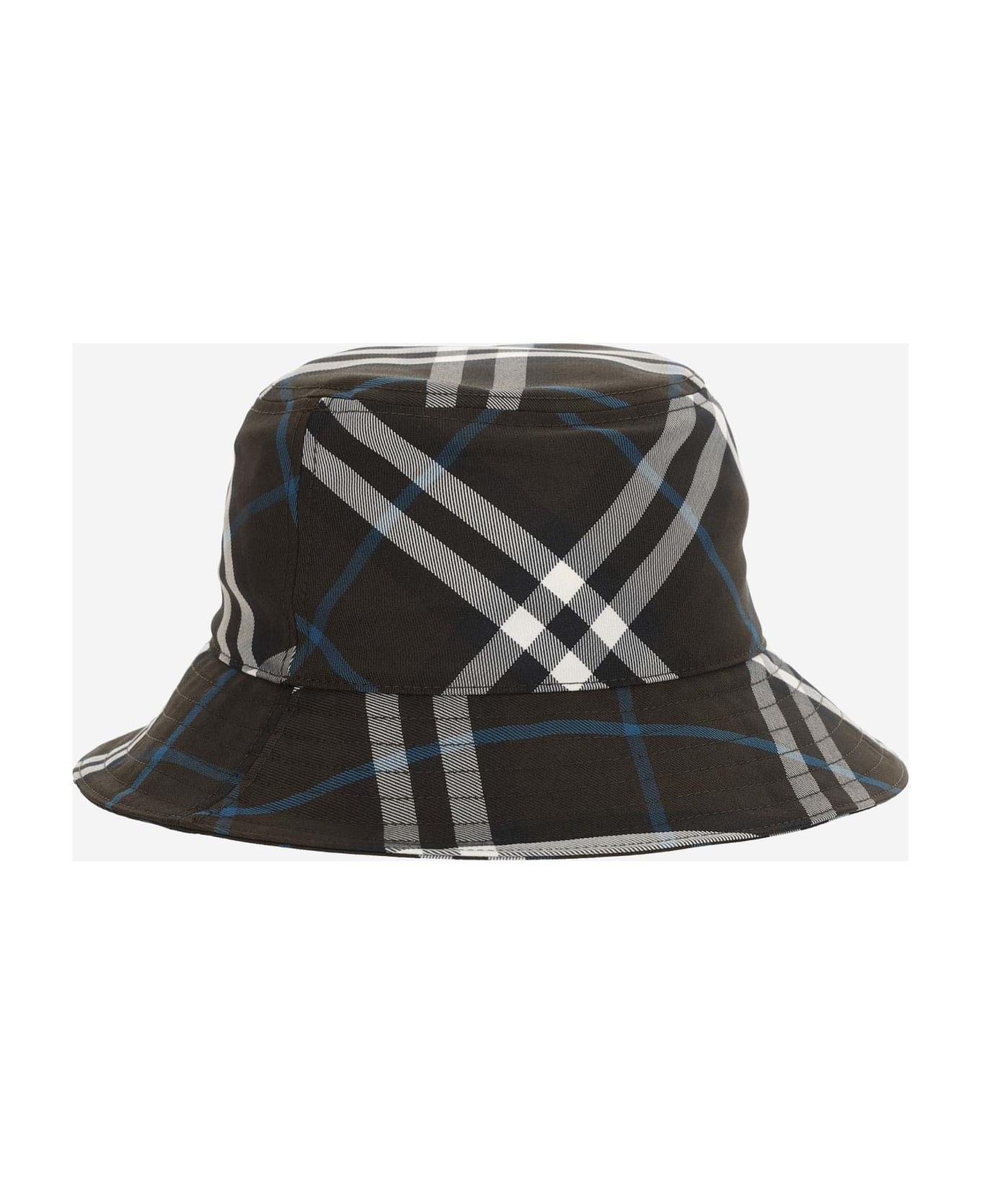 Twill Bucket Hat With Check Pattern - 3