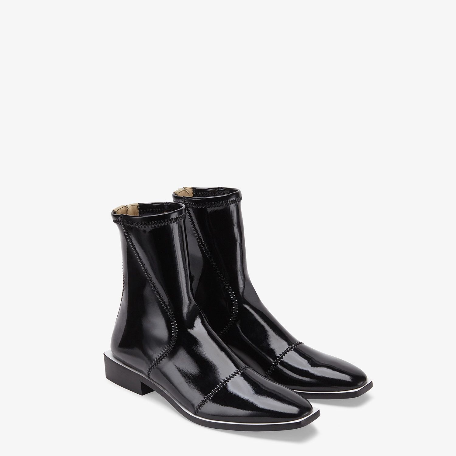 Glossy black neoprene low ankle boots - 4