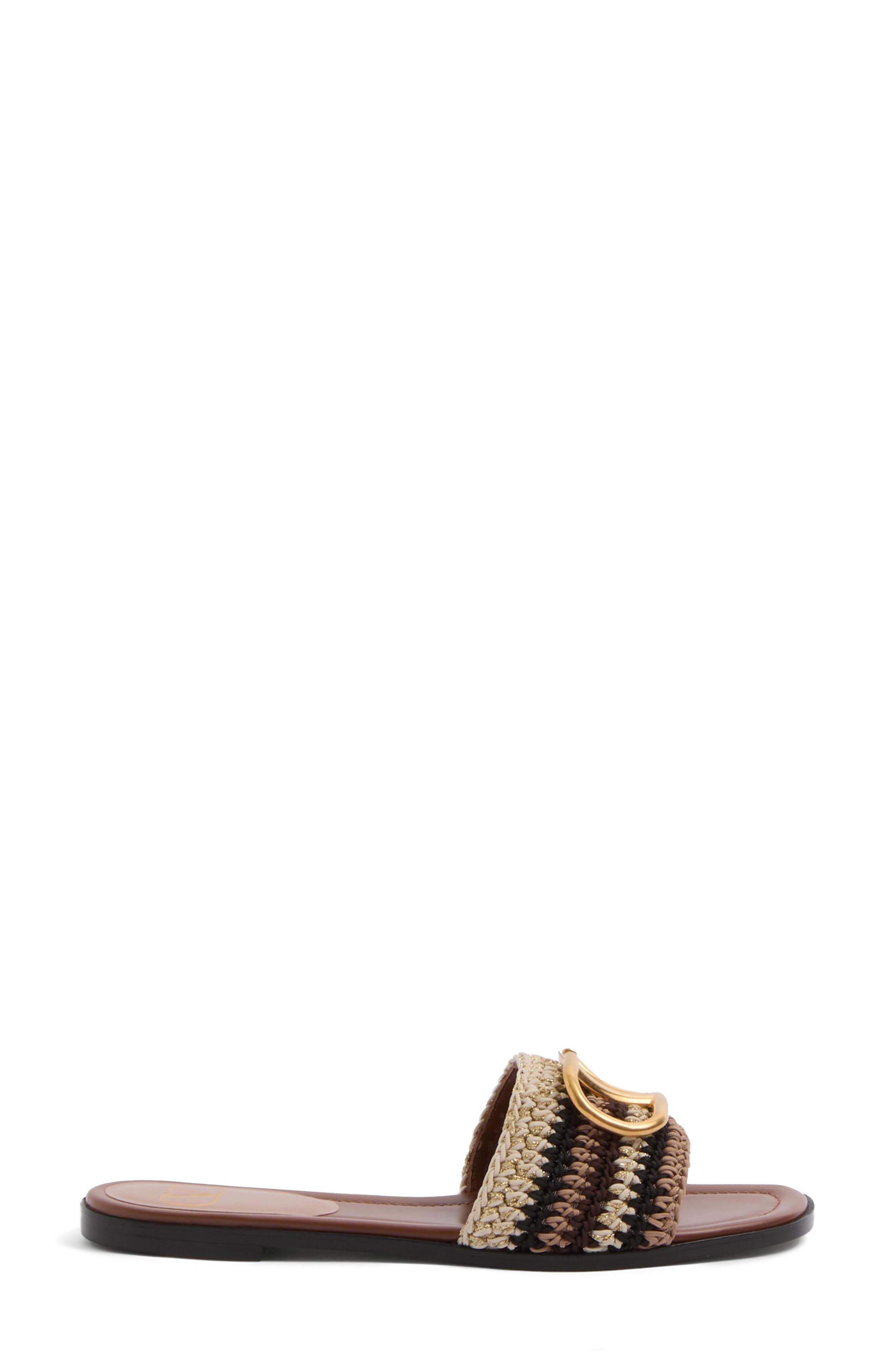 Valentino Garavani VLOGO Crochet Slide Sandal in Ivory/Multi at Nordstrom - 3