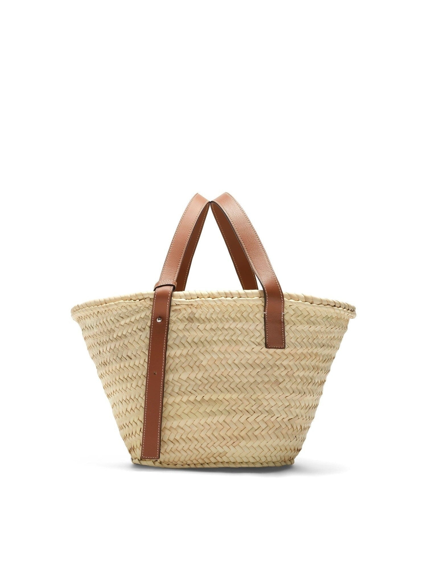 Medium Basket Bag in Palm Leaf and Calfskin in Natural/Tan - 3