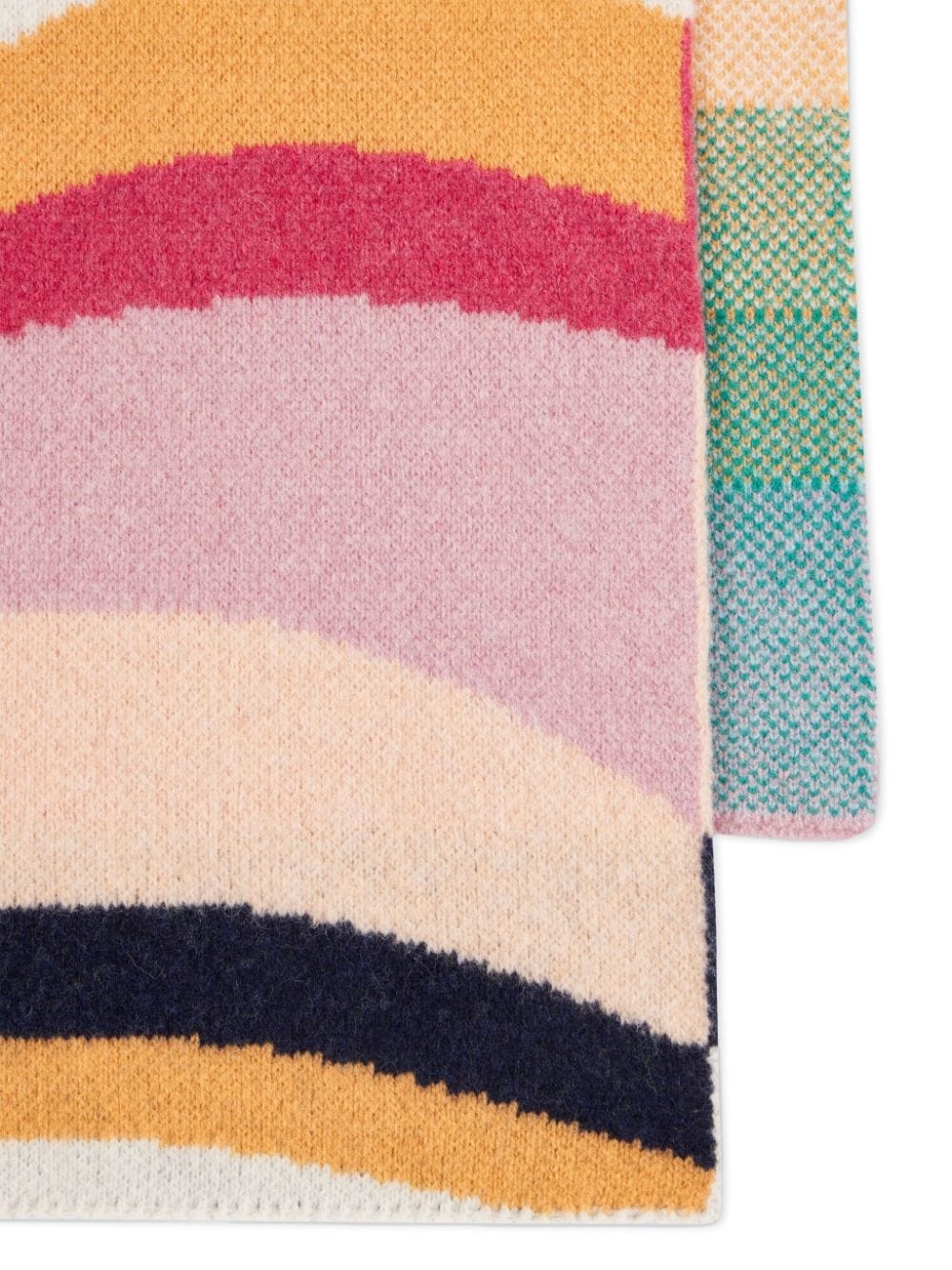 stripe-pattern lambs wool scarf - 2