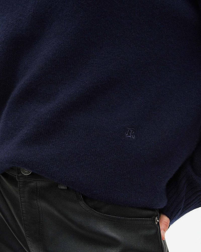 NAVY CASHMERE STAND-UP COLLAR SWEATER 5