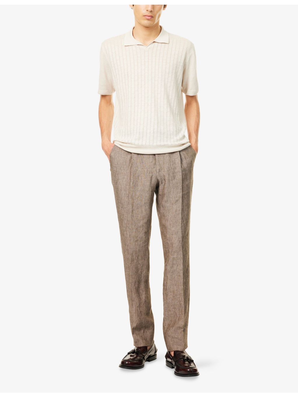 Drawstring Straight-Leg Linen Trousers - 2