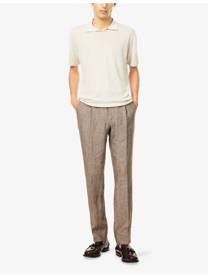 CORNELIANI Drawstring Straight-Leg Linen Trousers outlook