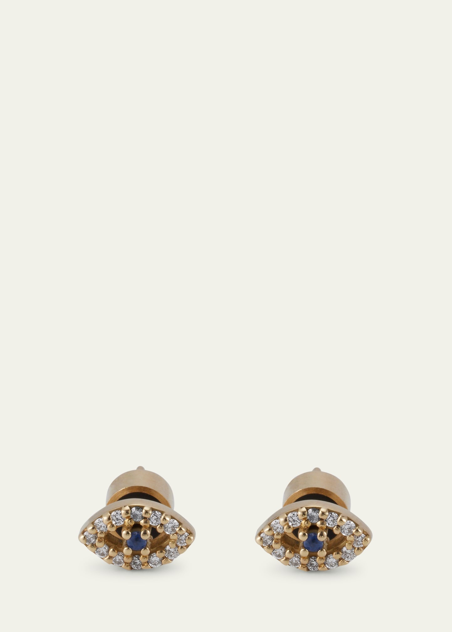 Blue Sapphire and Diamond Kitten Eye Stud Earrings - 3
