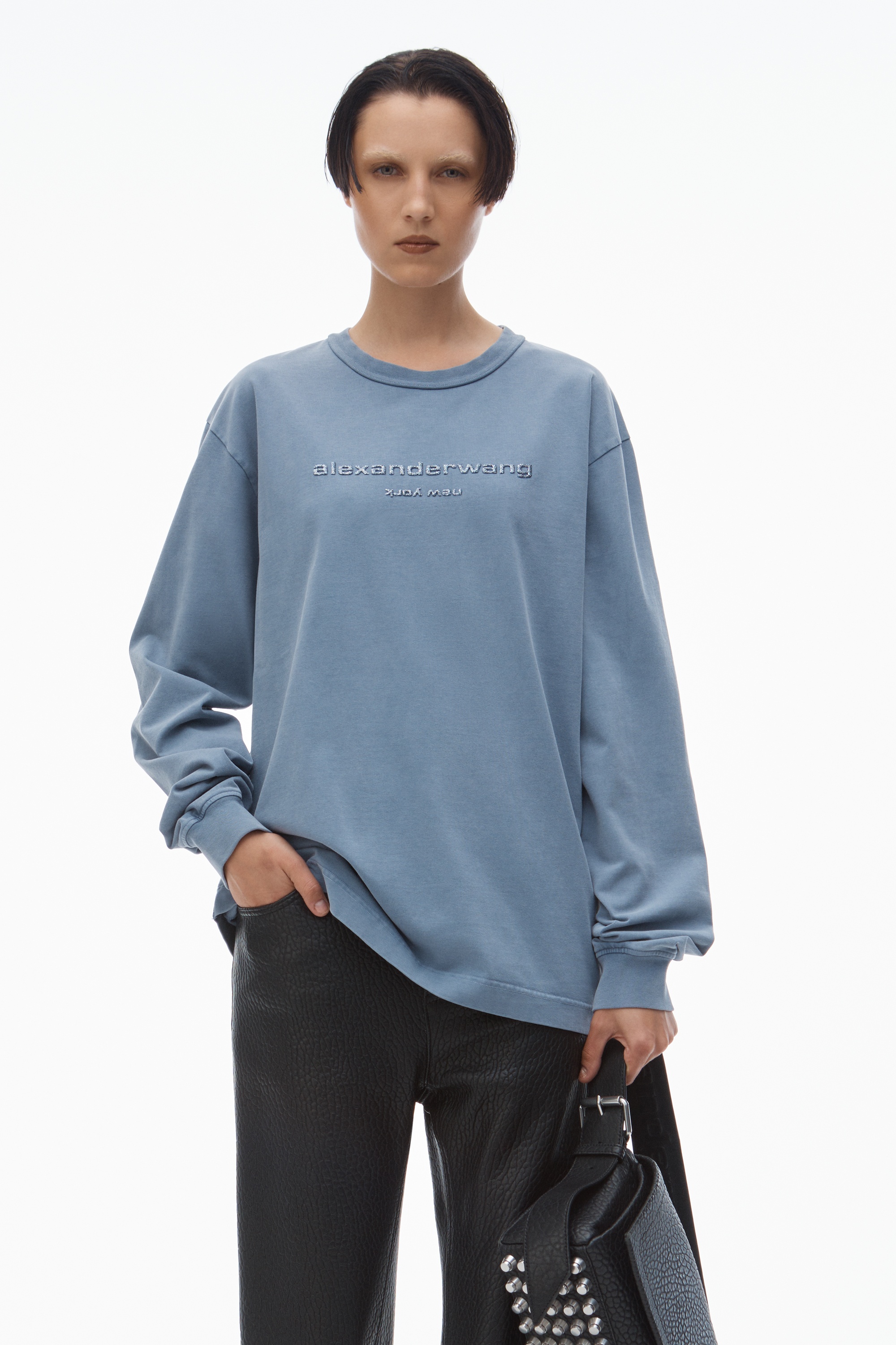 glitter puff logo long-sleeve tee in cotton - 2