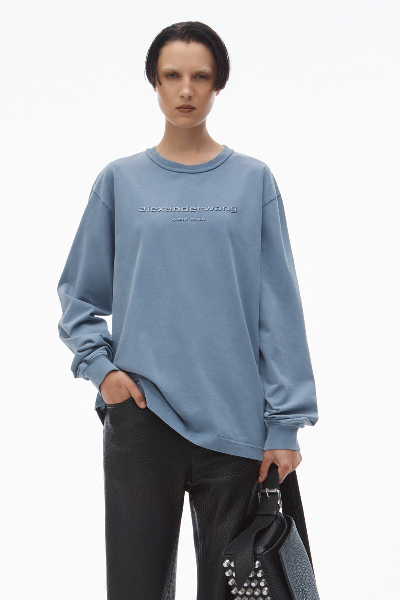 glitter puff logo long-sleeve tee in cotton 2