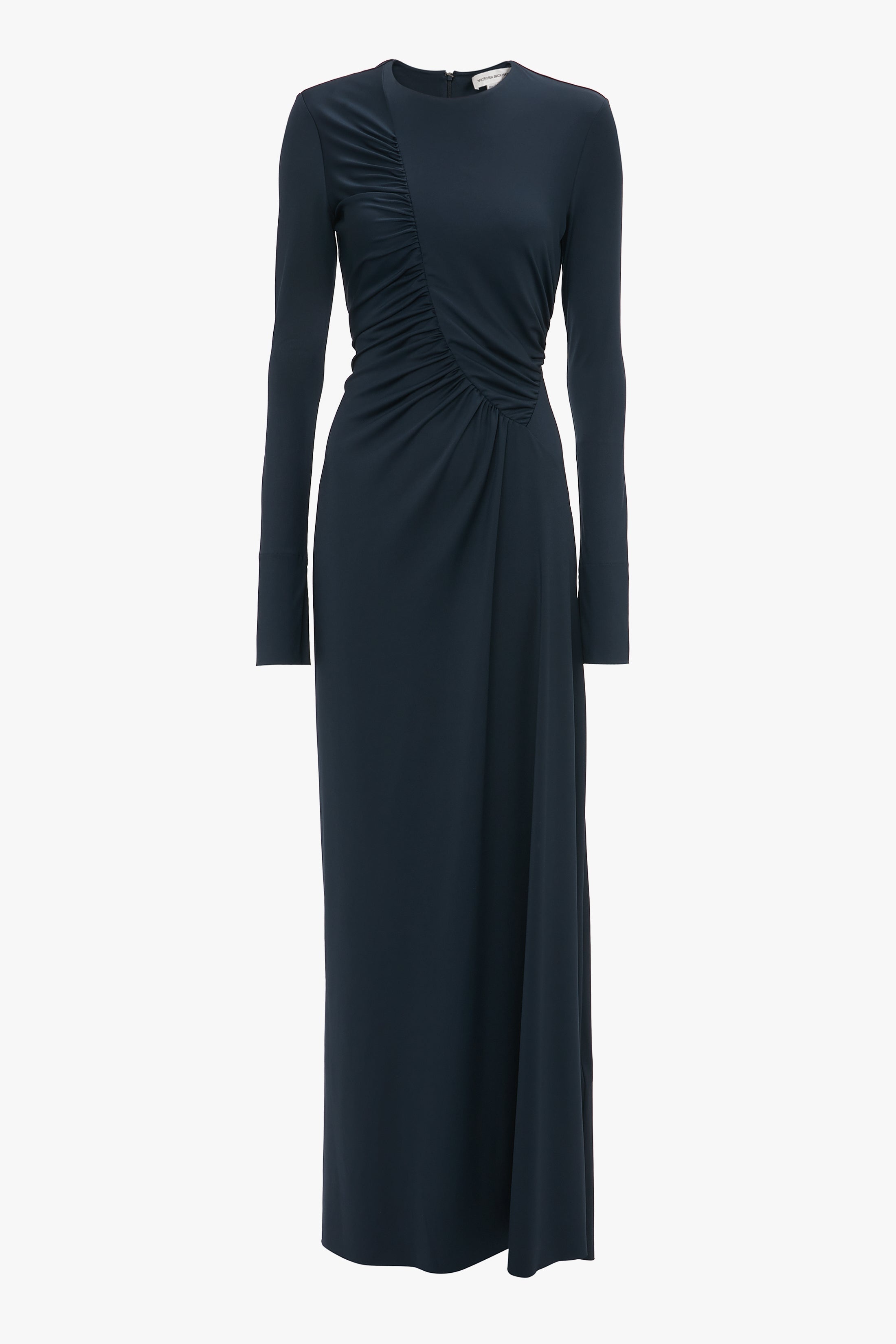 Ruched Detail Floor-Length Gown In Midnight - 7