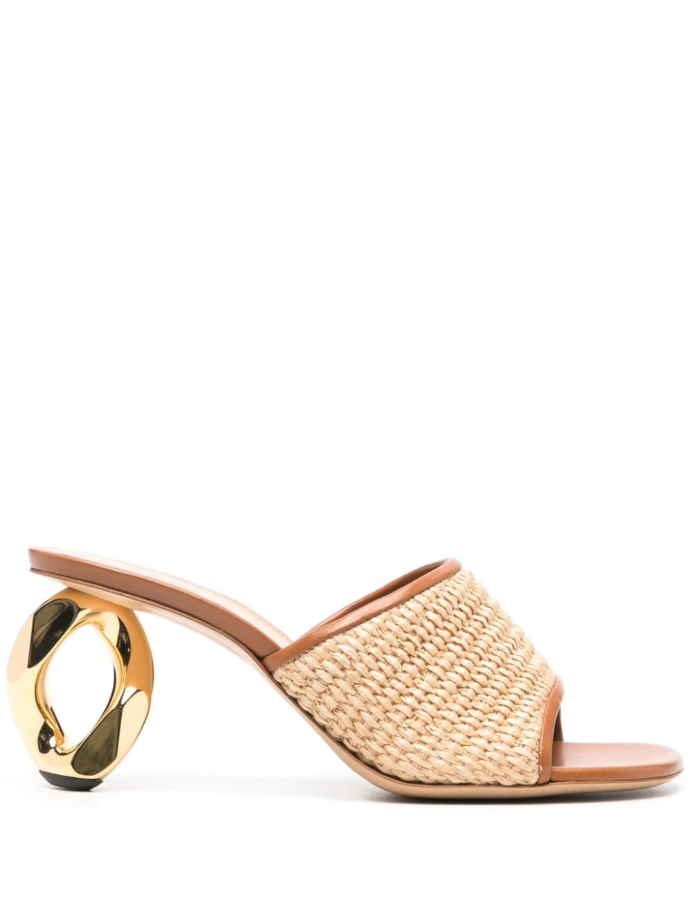 80mm chain-heel raffia mules - 1