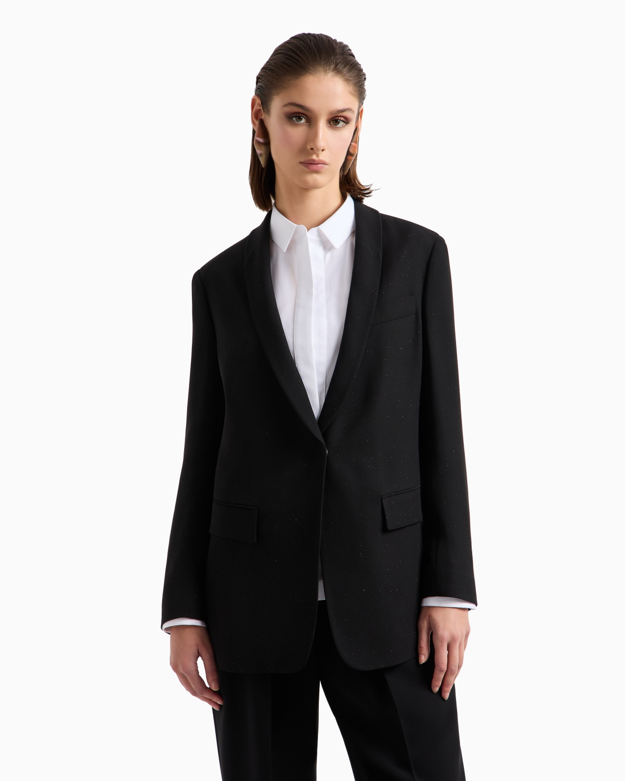 GLITTER SILK-CADY SINGLE-BREASTED JACKET - 4