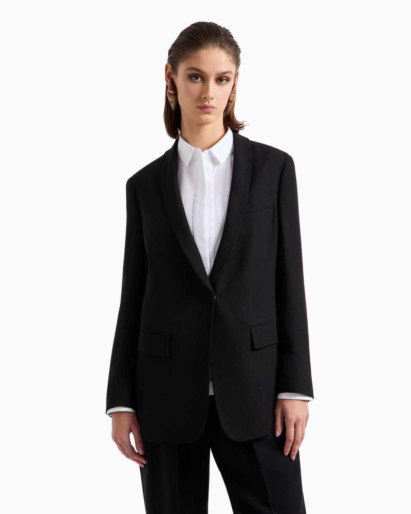 GIORGIO ARMANI GLITTER SILK-CADY SINGLE-BREASTED JACKET outlook
