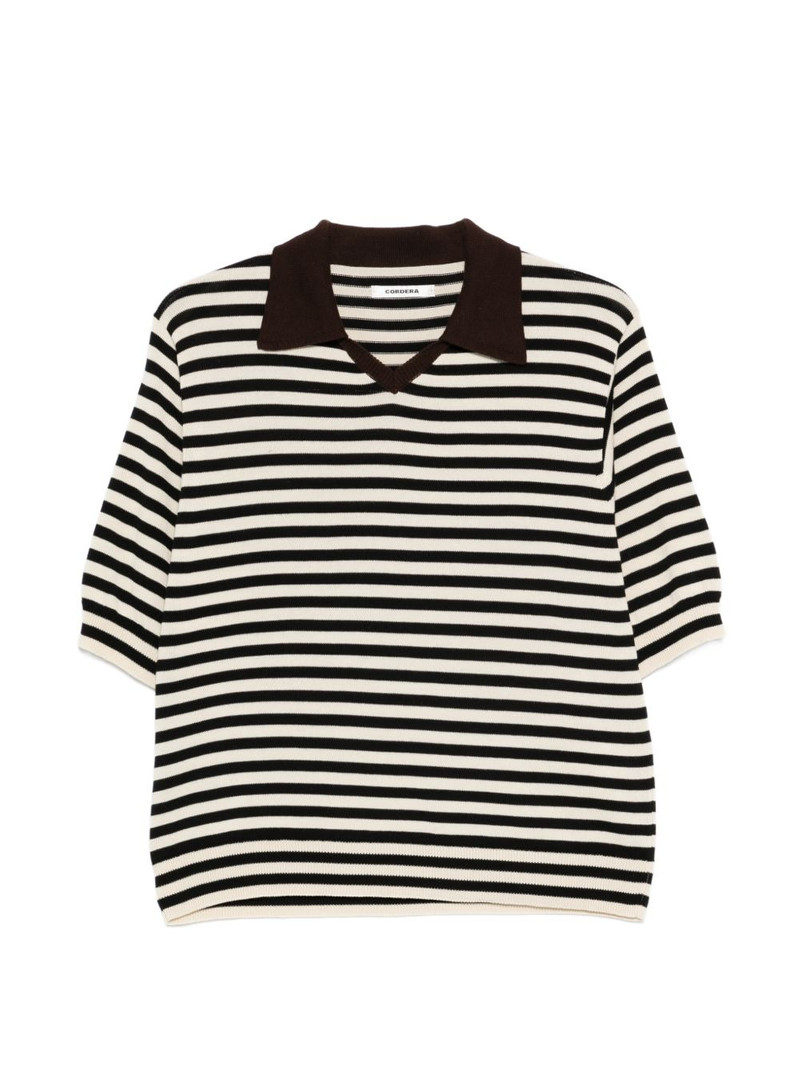 stripe-pattern knitted T-shirt 1