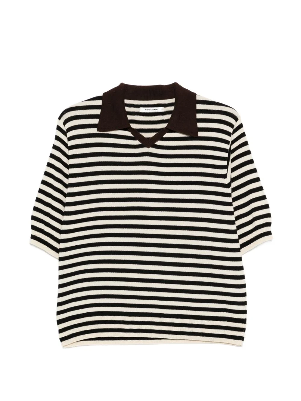 stripe-pattern knitted T-shirt - 1