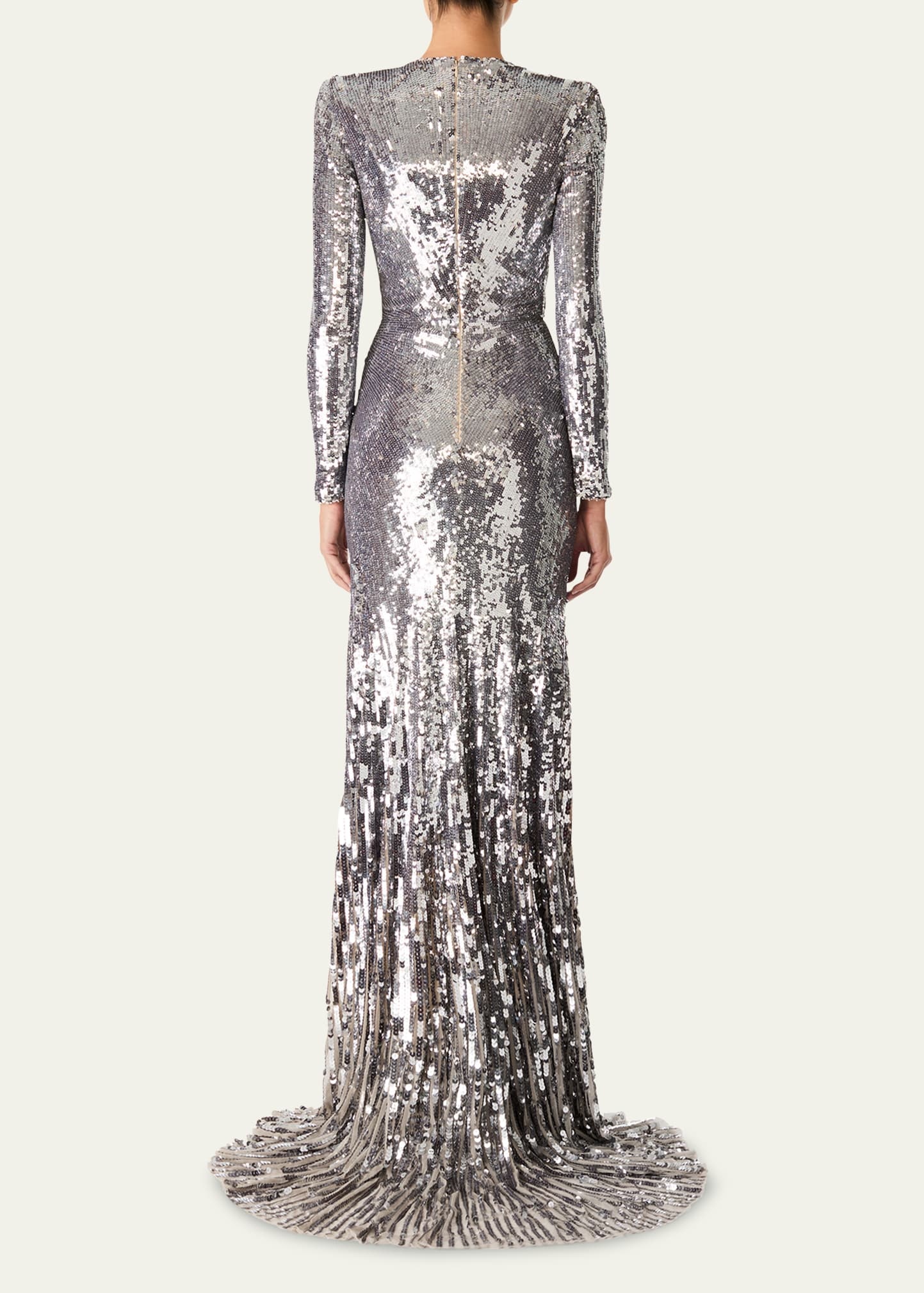 Narcissus V-Neck Sequined Gown - 3