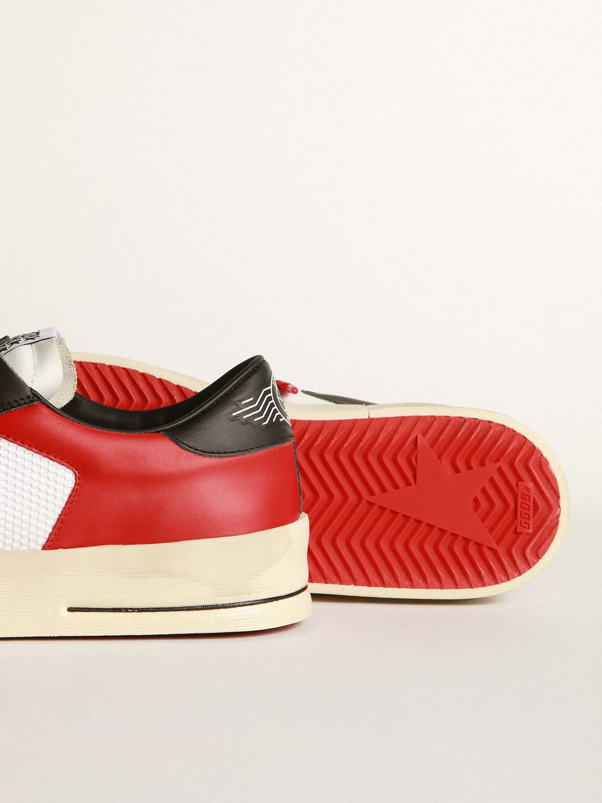 Stardan sneakers in red and white leather with mesh inserts - 3