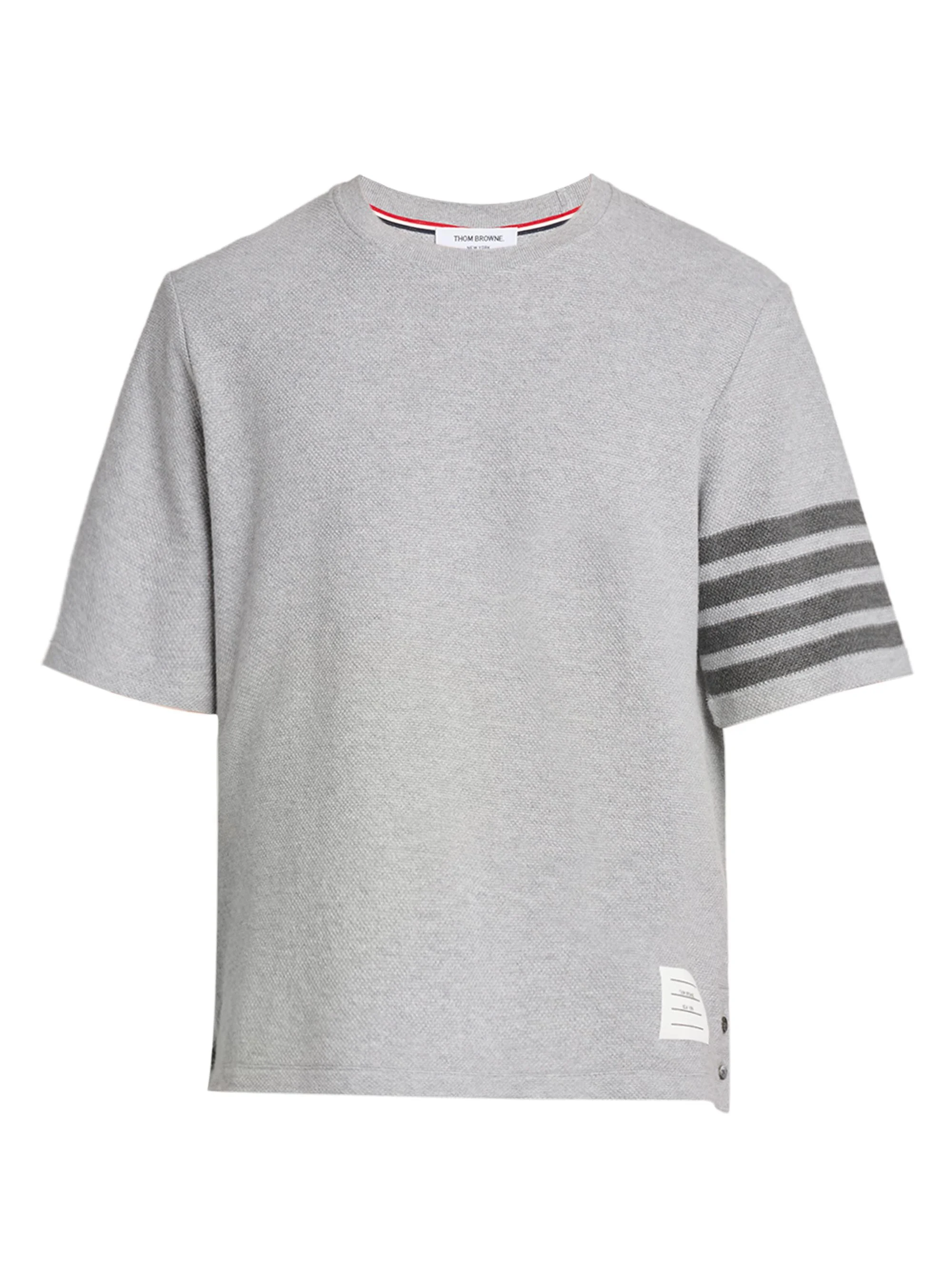 Men's Striped Cotton T-Shirt - Pale Grey - 1
