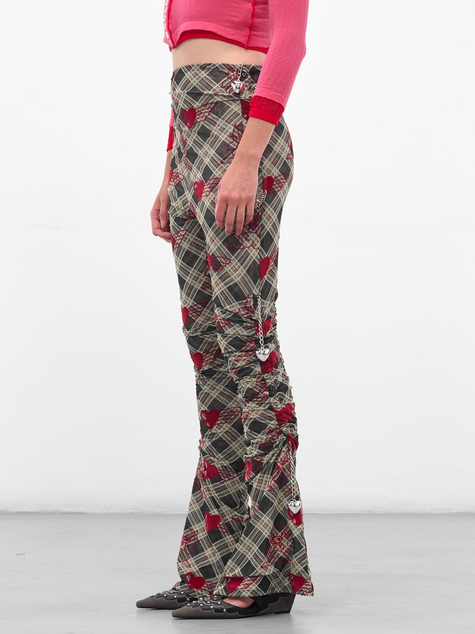 Sonicscape Tartan Flocked Mesh Leggings - 2