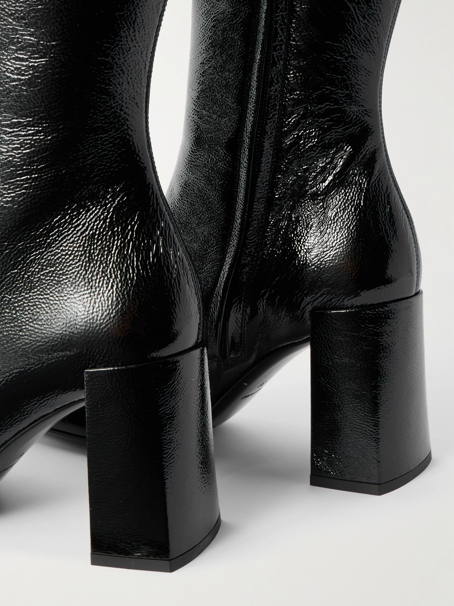 Heritage crinkled patent-leather knee boots Black - 4