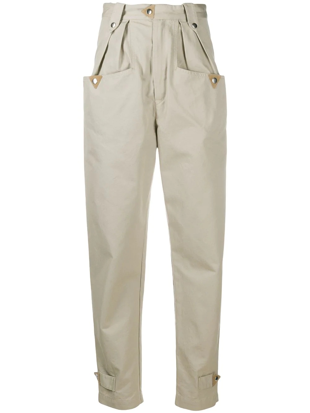 high-waisted tapered cotton trousers - 1