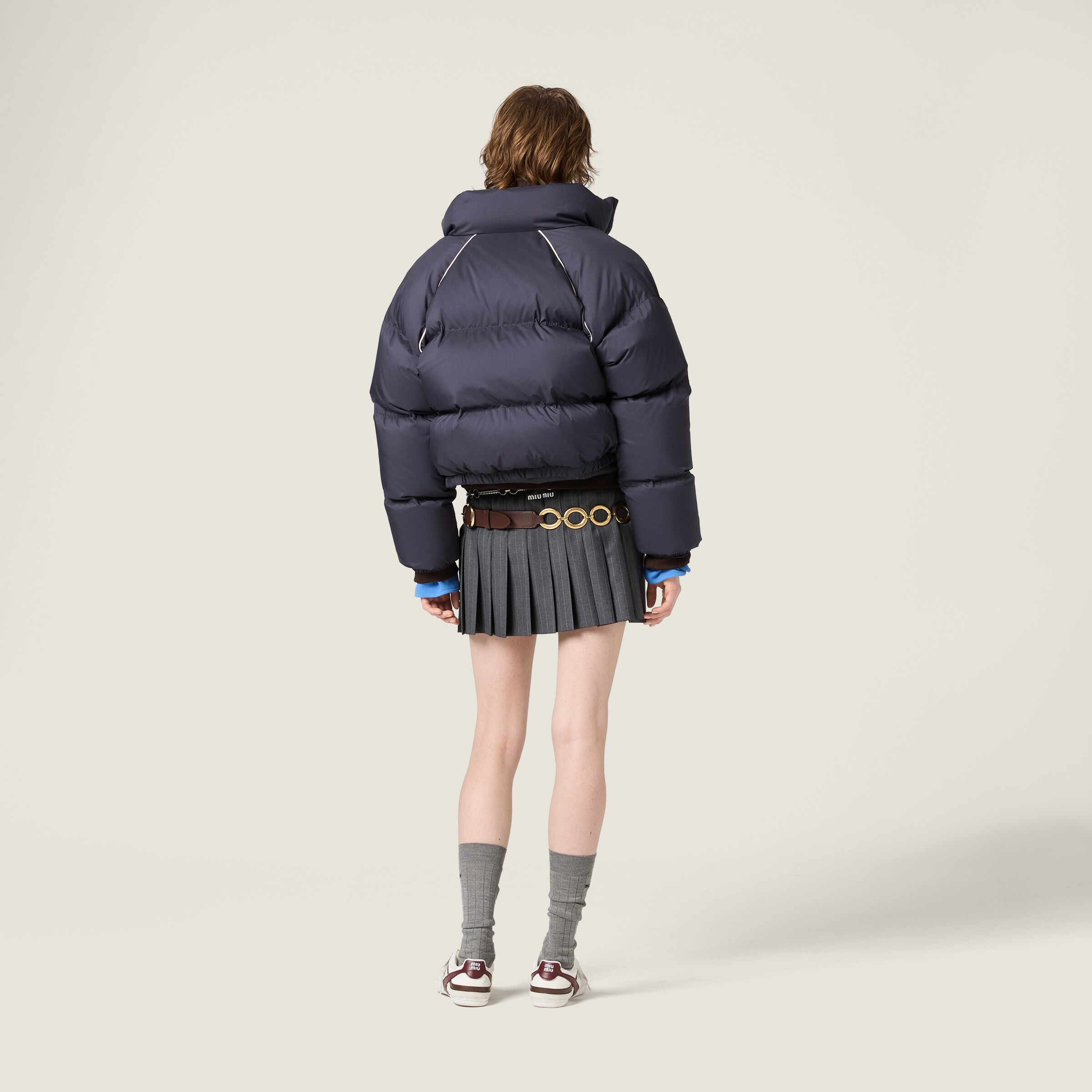 Technical pongé down jacket - 3