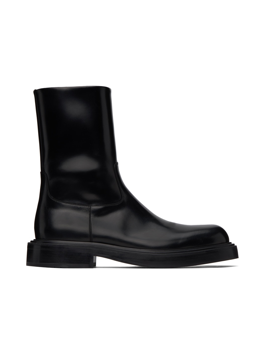 Black Leather Chelsea Boots - 1