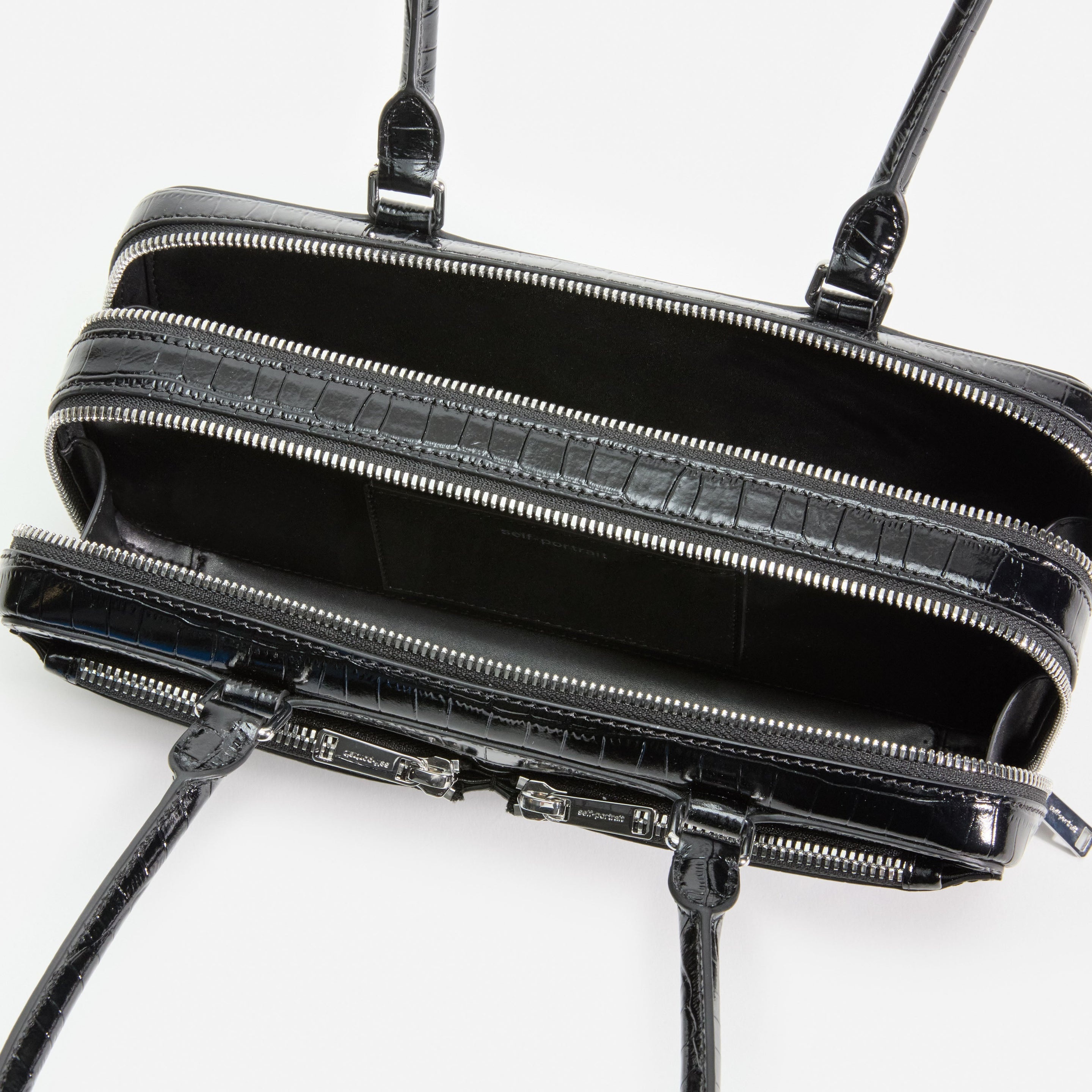 Black Croc Shoulder Bag - 4