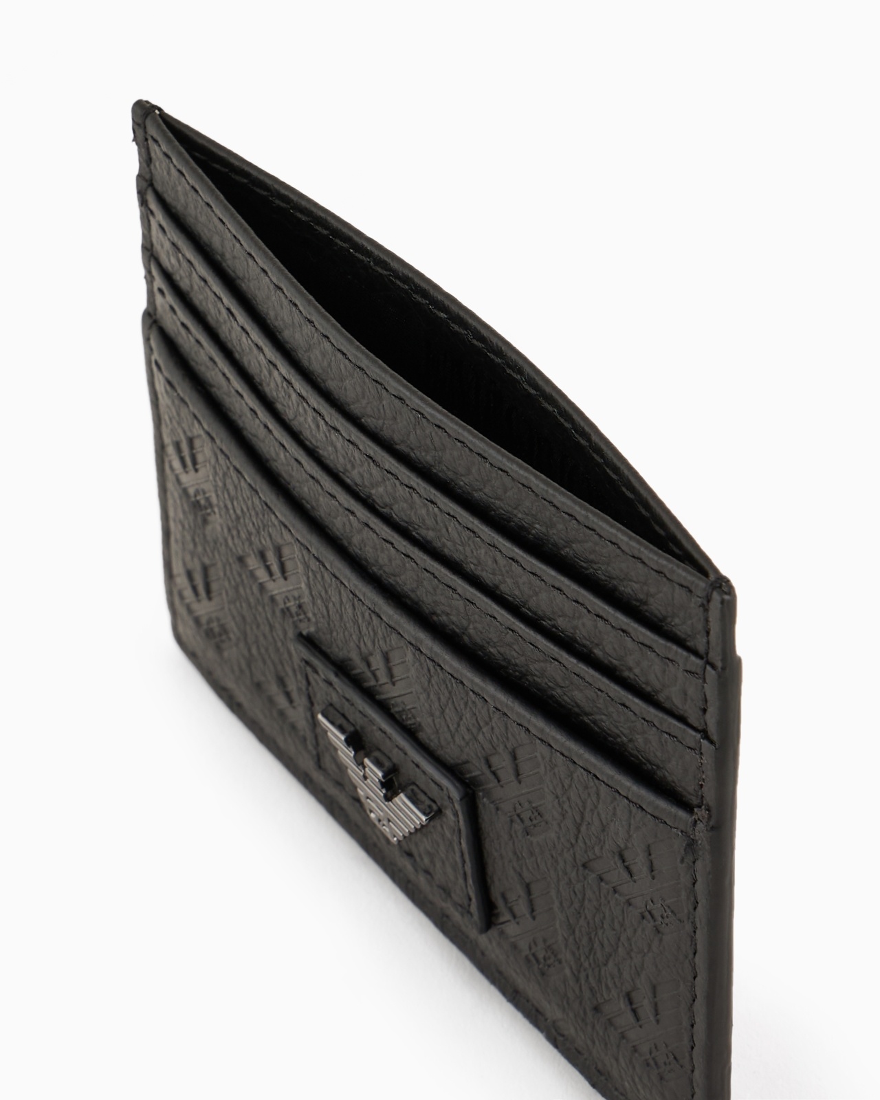 LEATHER CARD HOLDER WITH ALL-OVER EMBOSSED EAGLE - 3