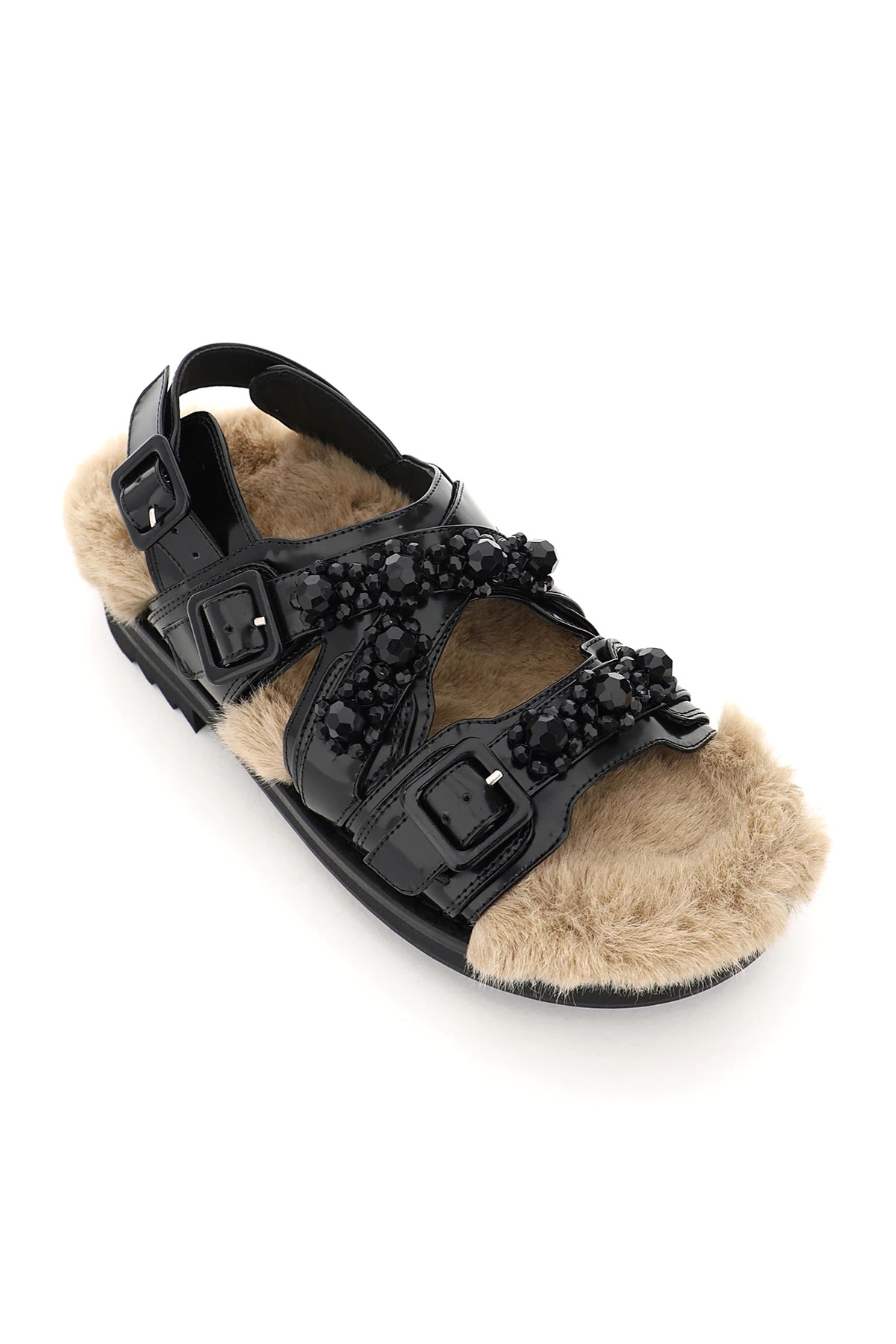 EMBELLISHED SANDALS WITH FAUX FUR - 4