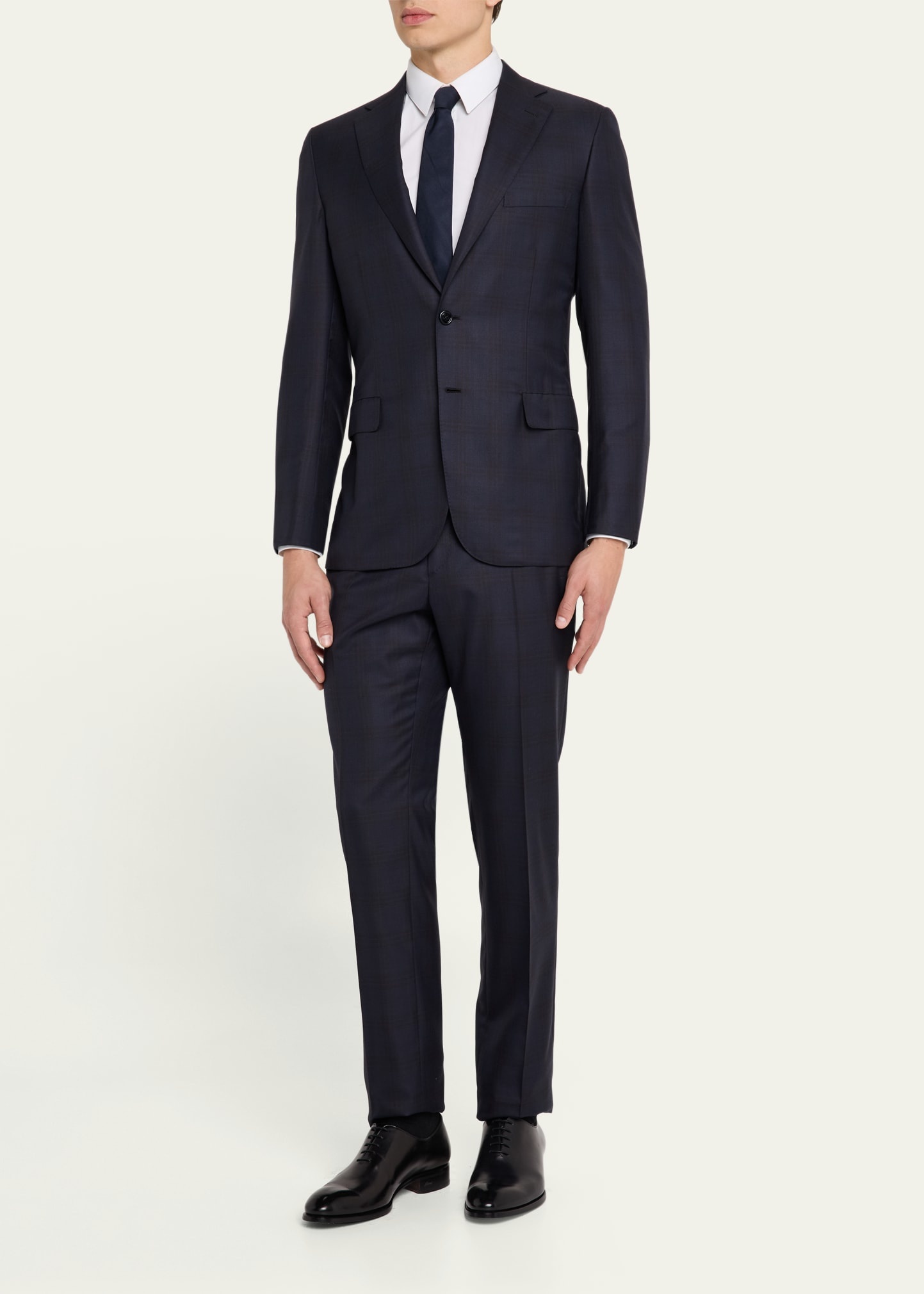 Men's Wool and Silk Tonal Plaid Two-Piece Suit - 2
