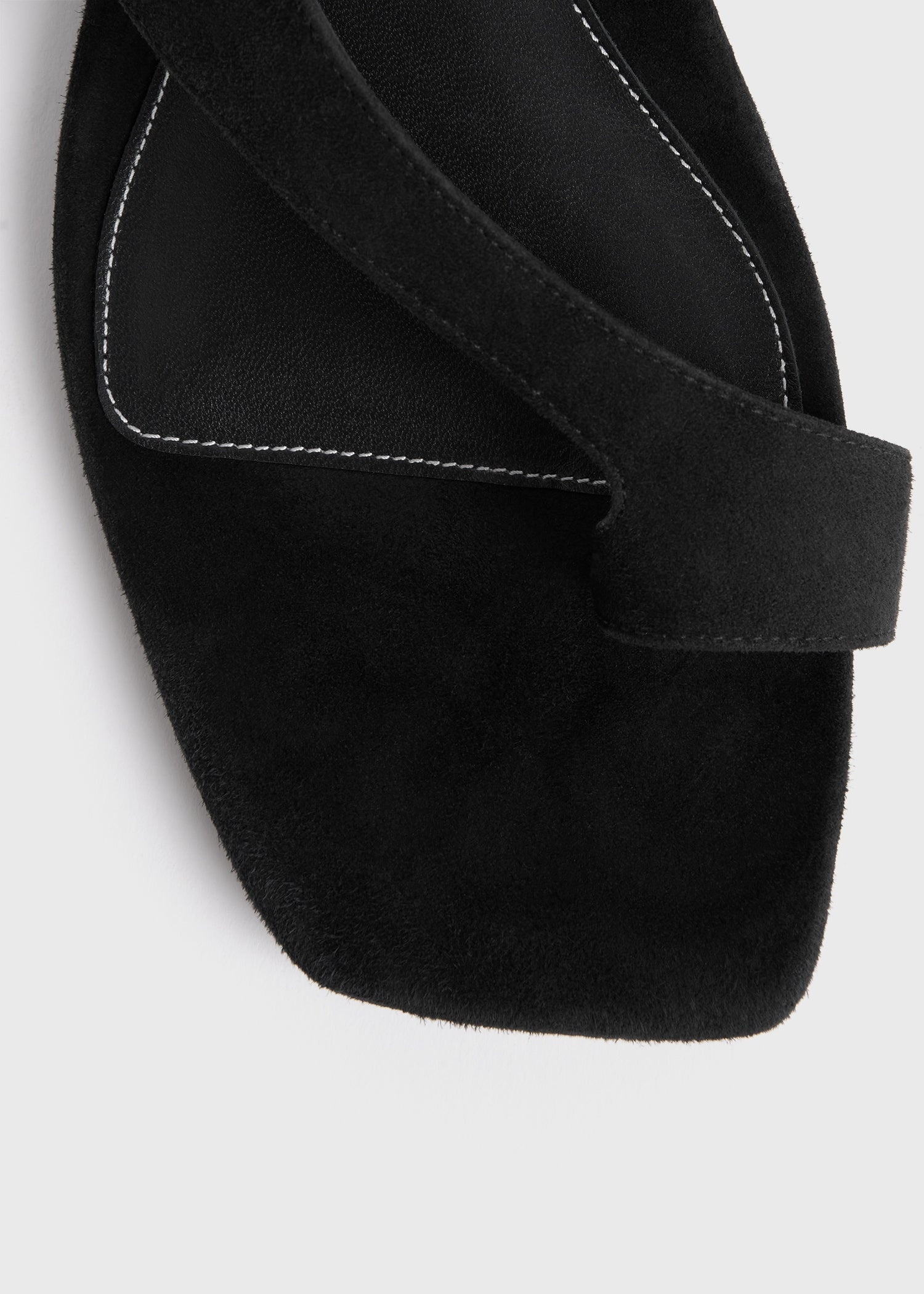 Suede thong sandals black - 7