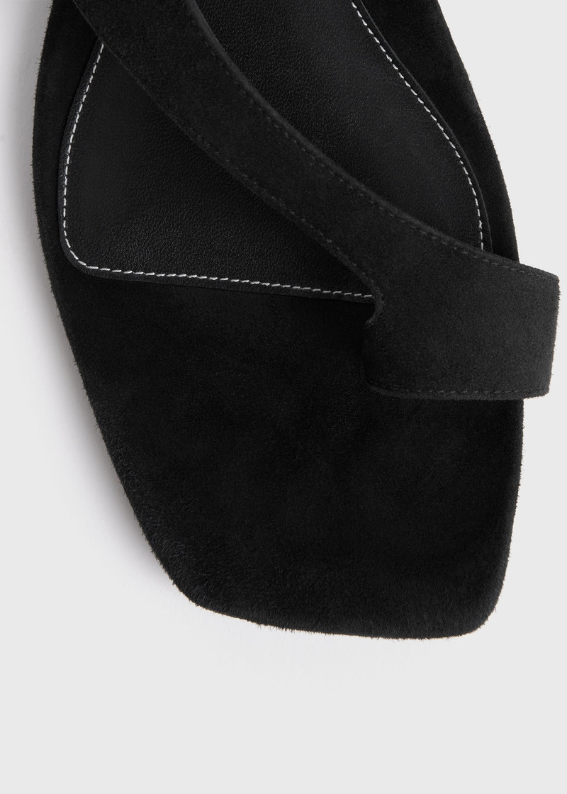 Suede thong sandals black 7