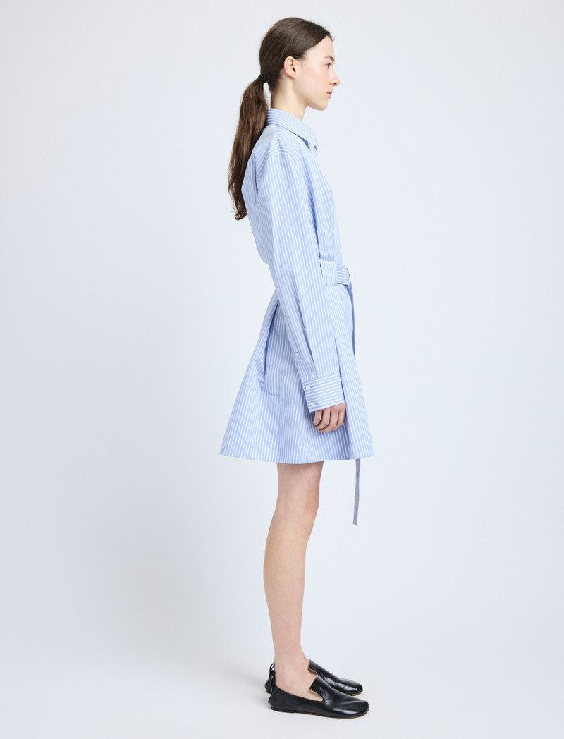 Proenza Schouler Viola Dress in Stripe Cotton Silk Poplin outlook