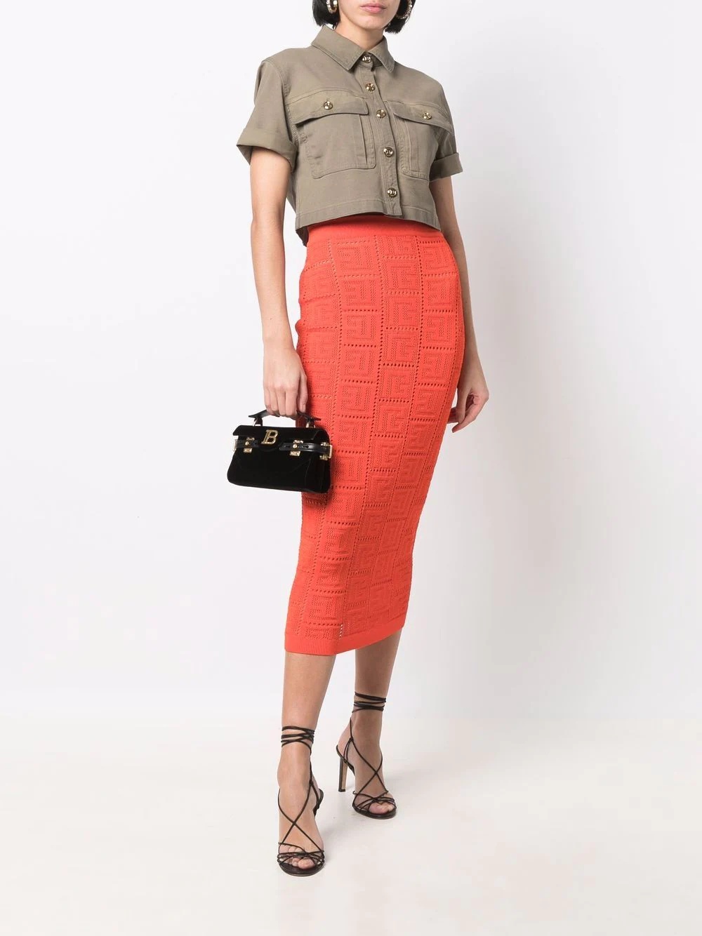 perforated monogram skirt - 2