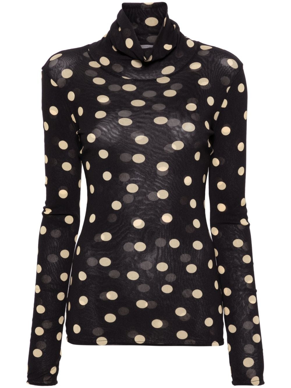 polka dot roll-neck blouse - 1