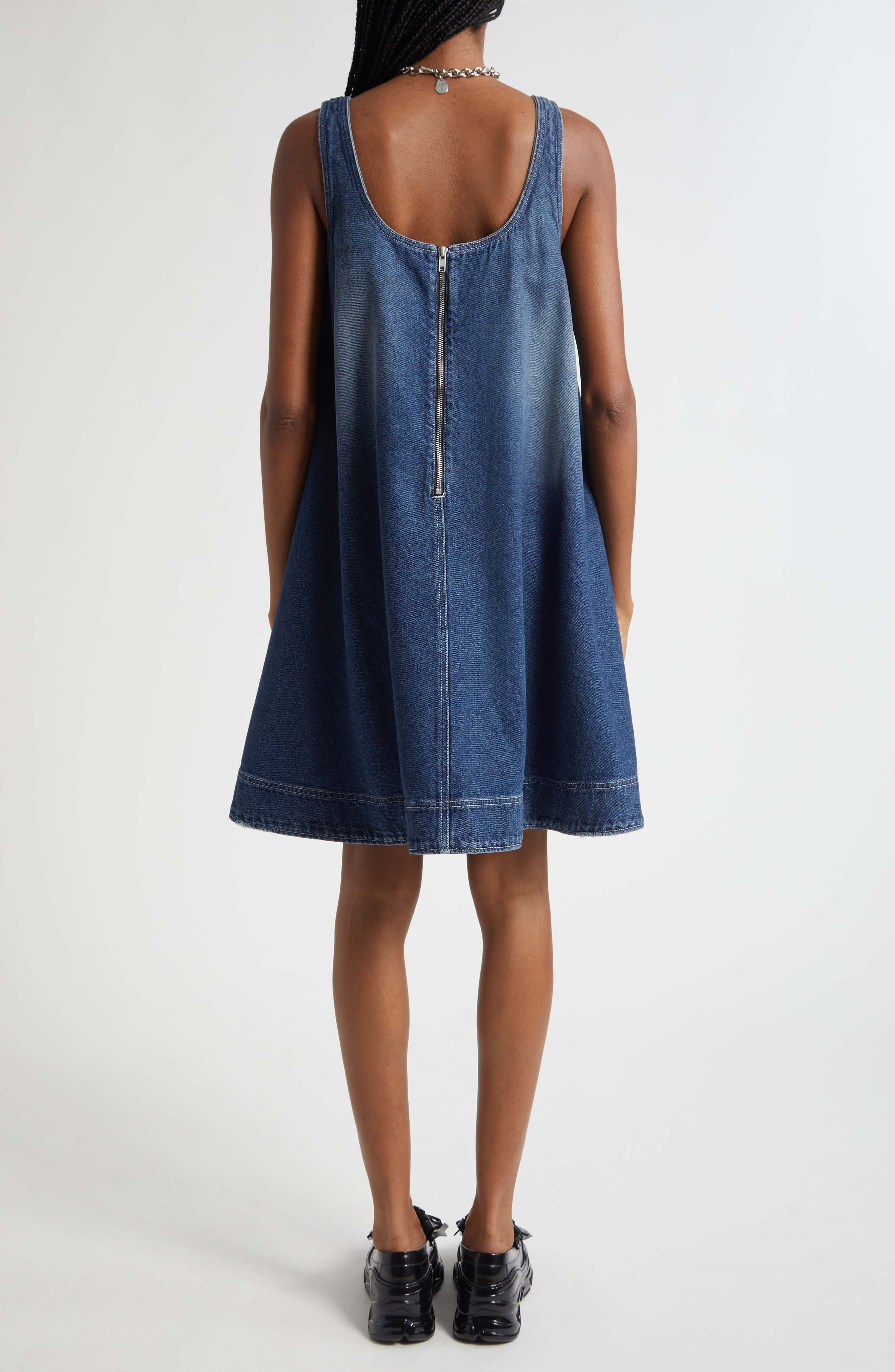 Simone Rocha Embellished Distressed Denim A-Line Dress in Distressed Blue at Nordstrom - 2