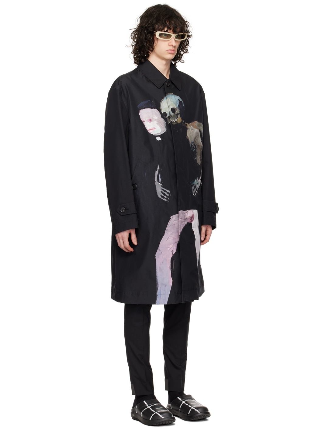Black Print Coat - 2