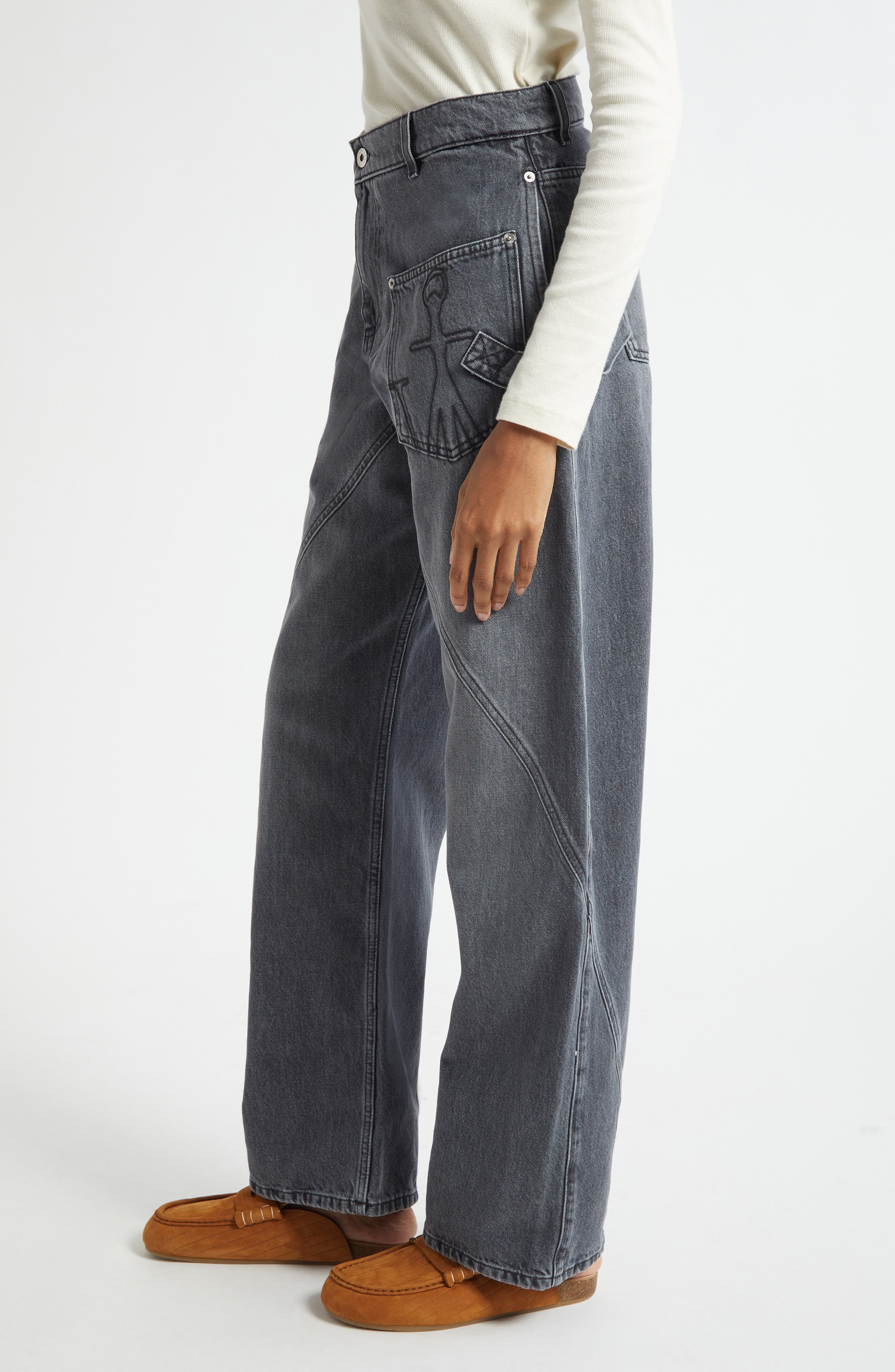 JW Anderson Twisted Workwear Jeans in Grey at Nordstrom - 4
