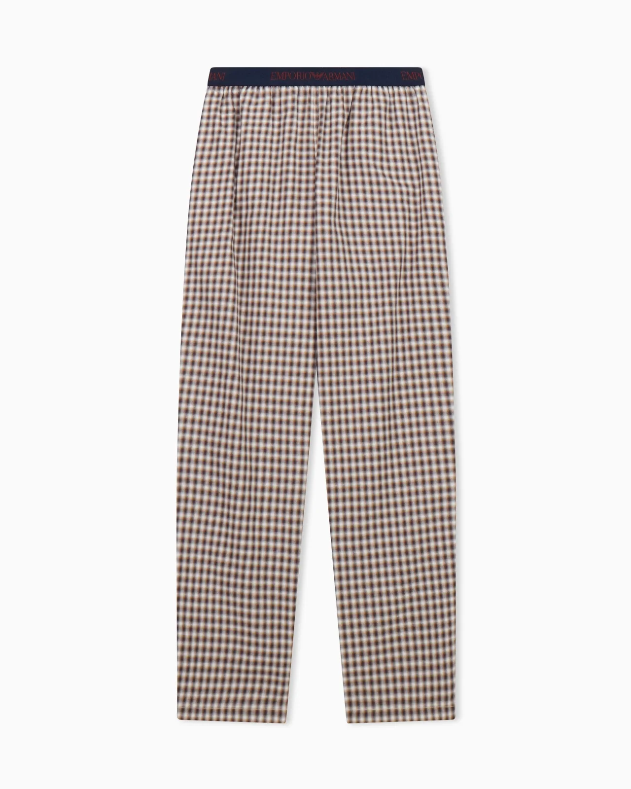 CHECKERED COTTON LOUNGE PANTS WITH ELASTIC WAISTBAND - 1